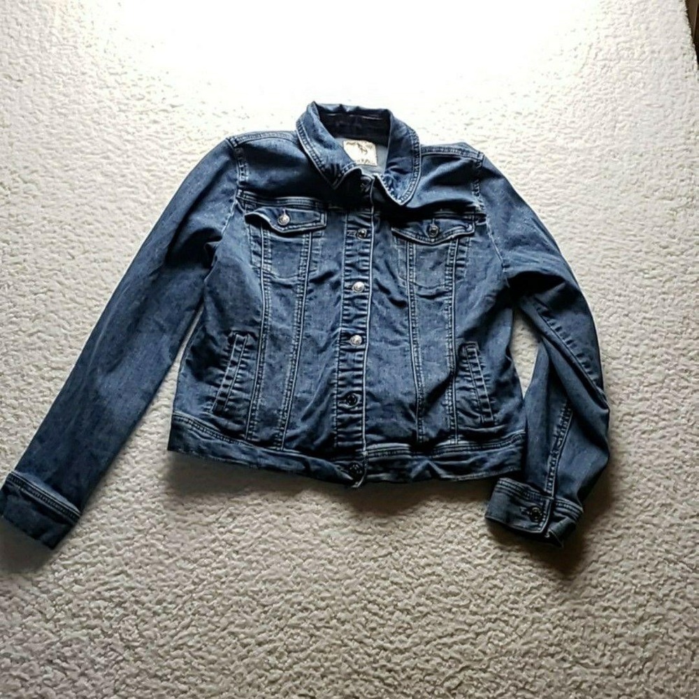 Lincoln Outfitters Jacket Womens Medium Blue Denim Button Front Pockets Jean